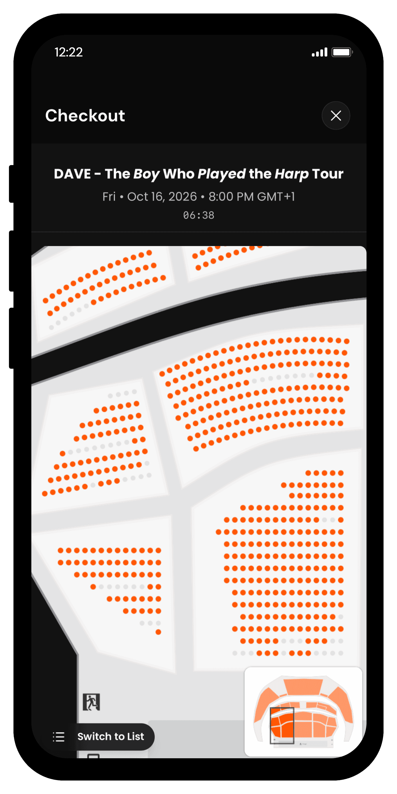 event with seat map in jetron ticket mobile app
