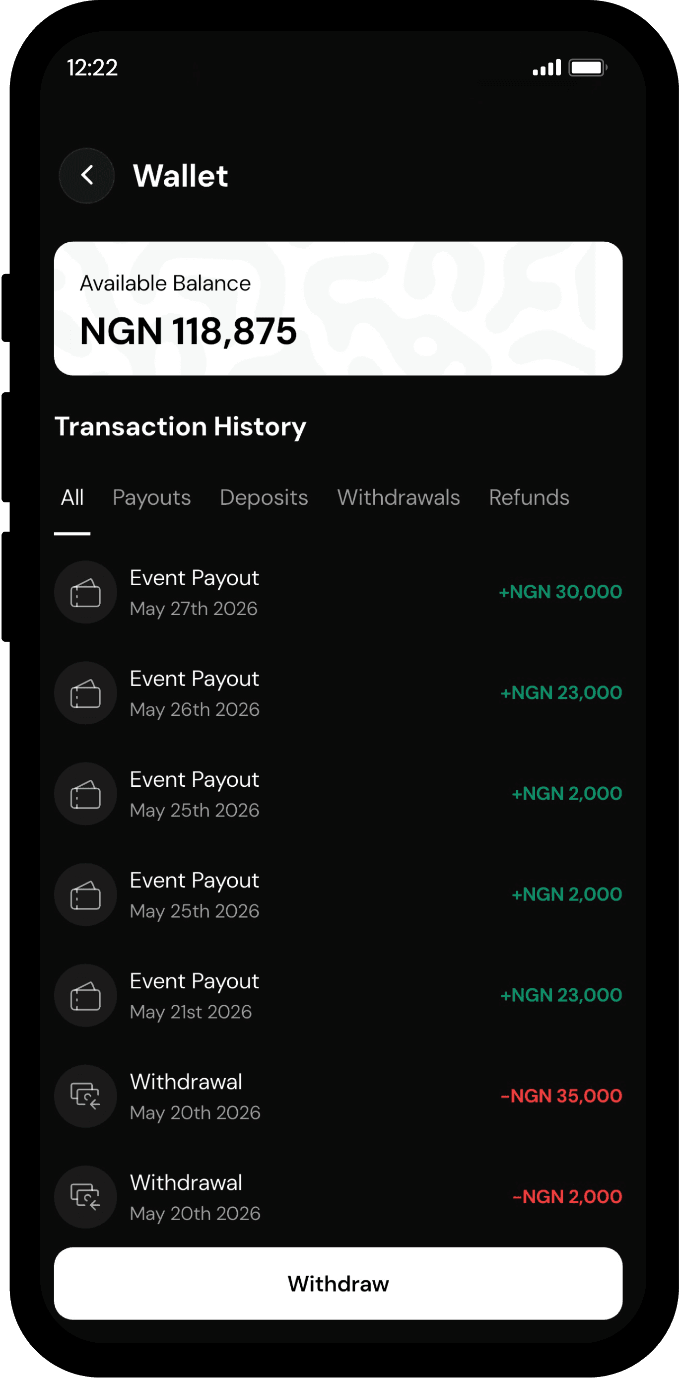 jetron ticket wallet page